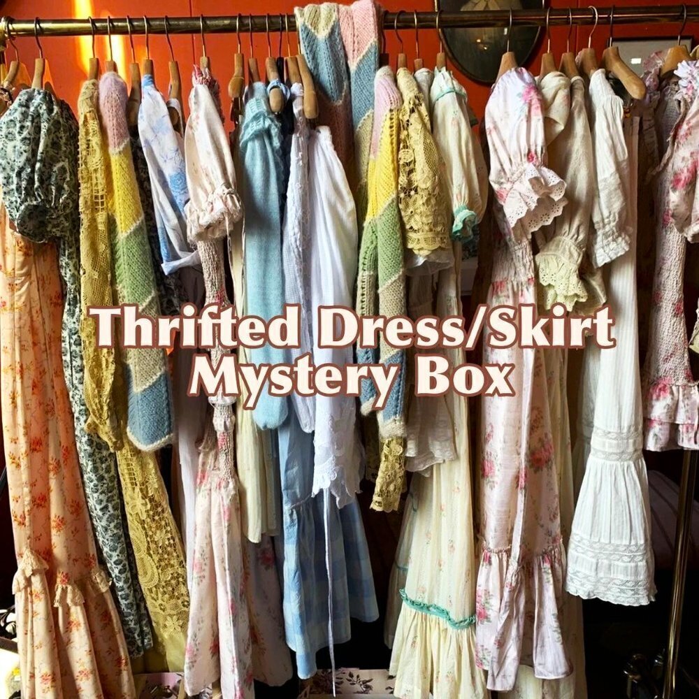 Thrifted Dress & Skirt Mystery Box • Assorted Sizes & Styles • $30 •Fun Surprise